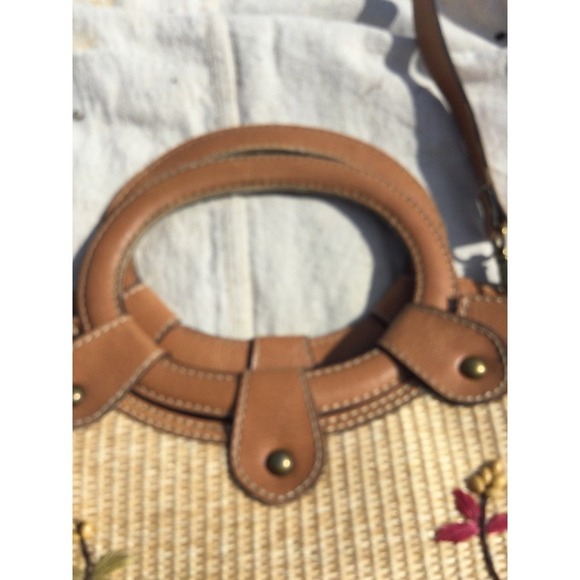 Fossil Tan and Brown Embroidered Tote Bag - Picture 4 of 14